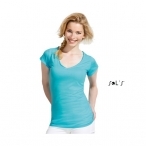 Γυναικεία t-shirts κοντομάνικα MILD με λαιμόκοψη «V» και γυριστό φινίρισμα
